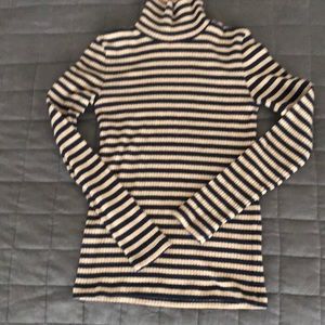 J. Crew stripe acorn/navy ribbed long-sleeve turtleneck, size small